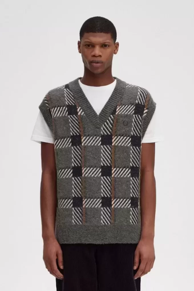Camiseta de tirantes de punto con cuadros escoceses Glitch para hombre Camiseta de tirantes de punto con cuadros escoceses Glitch para hombre