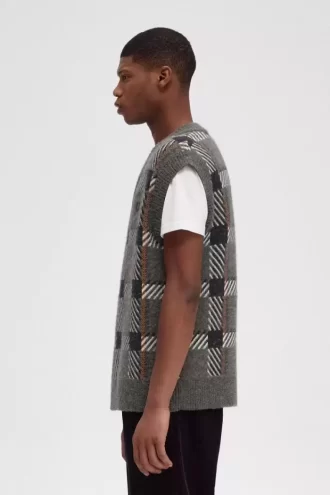 Camiseta de tirantes de punto con cuadros escoceses Glitch para hombre