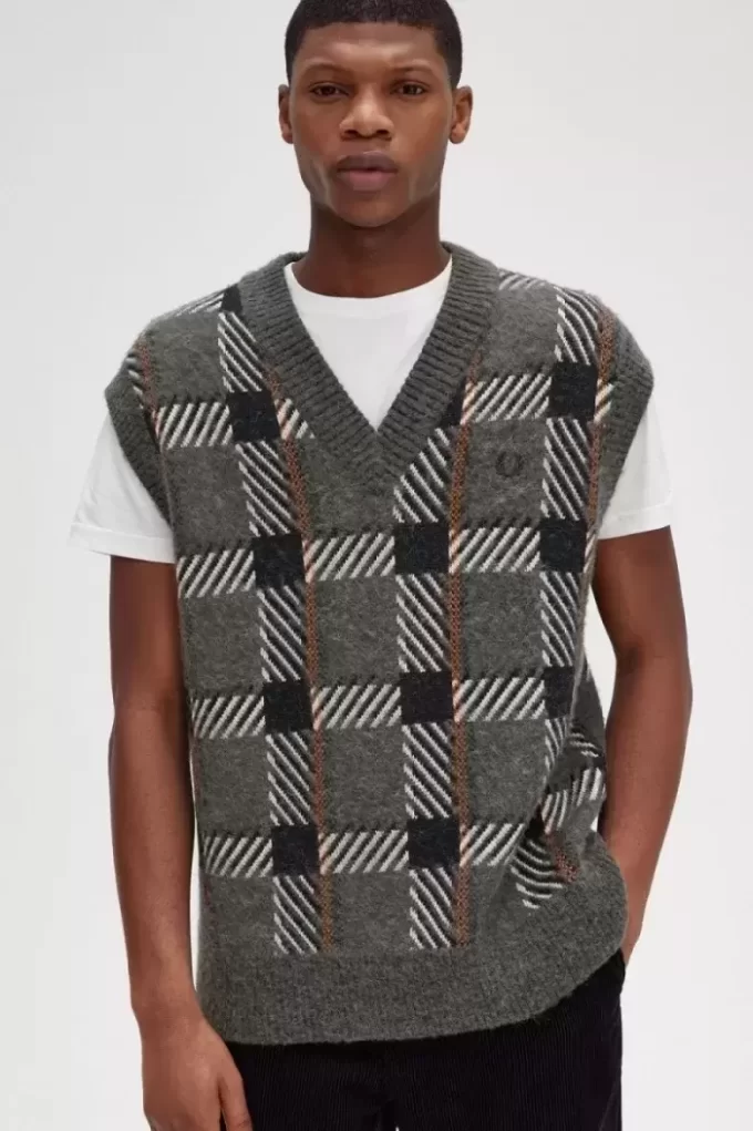 Camiseta de tirantes de punto con cuadros escoceses Glitch para hombre Camiseta de tirantes de punto con cuadros escoceses Glitch para hombre