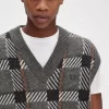 Camiseta de tirantes de punto con cuadros escoceses Glitch para hombre Camiseta de tirantes de punto con cuadros escoceses Glitch para hombre