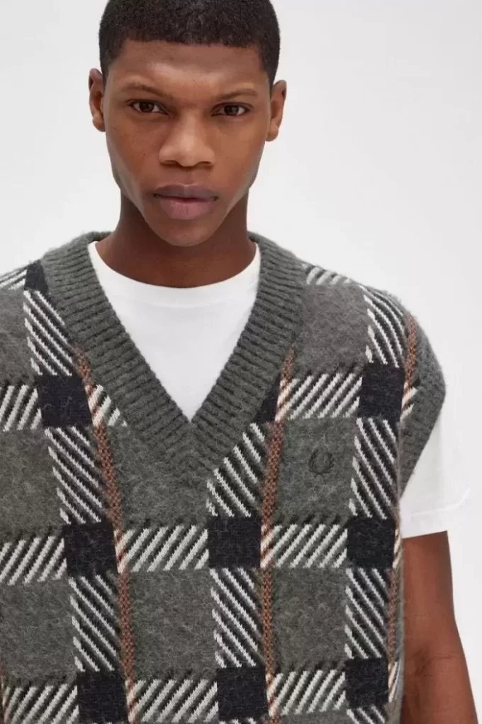 Camiseta de tirantes de punto con cuadros escoceses Glitch para hombre Camiseta de tirantes de punto con cuadros escoceses Glitch para hombre