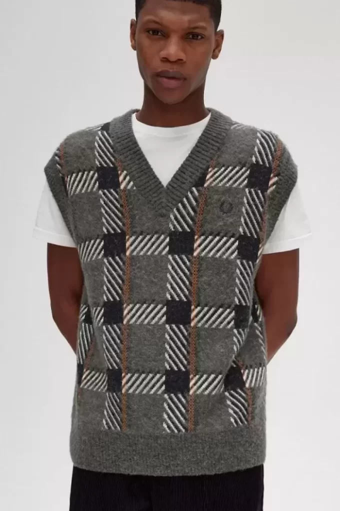 Camiseta de tirantes de punto con cuadros escoceses Glitch para hombre Camiseta de tirantes de punto con cuadros escoceses Glitch para hombre