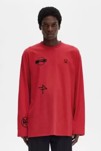 Camiseta estampada de manga larga para hombre