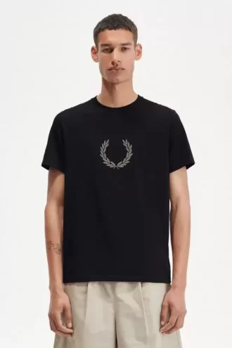 Camiseta para hombre con corona de laurel flocada