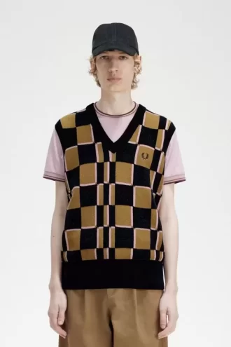 Camiseta sin mangas con diseño de cuadros Glitch para hombre