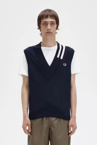 Camisetas de punto con cuello en V y ribete para hombre