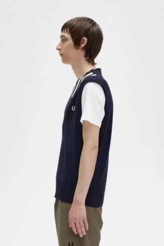 Camisetas de punto con cuello en V y ribete para hombre