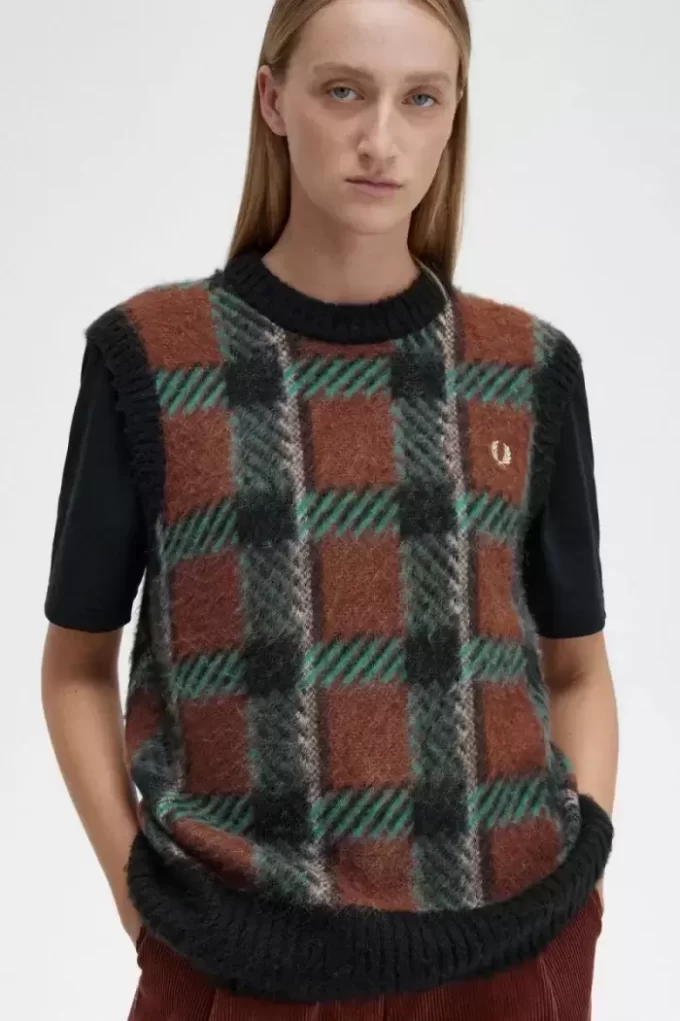 Camisetas de tirantes de punto para mujer con cuadros escoceses Glitch Camisetas de tirantes de punto para mujer con cuadros escoceses Glitch