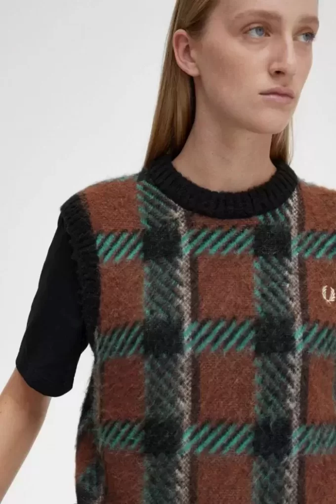 Camisetas de tirantes de punto para mujer con cuadros escoceses Glitch Camisetas de tirantes de punto para mujer con cuadros escoceses Glitch