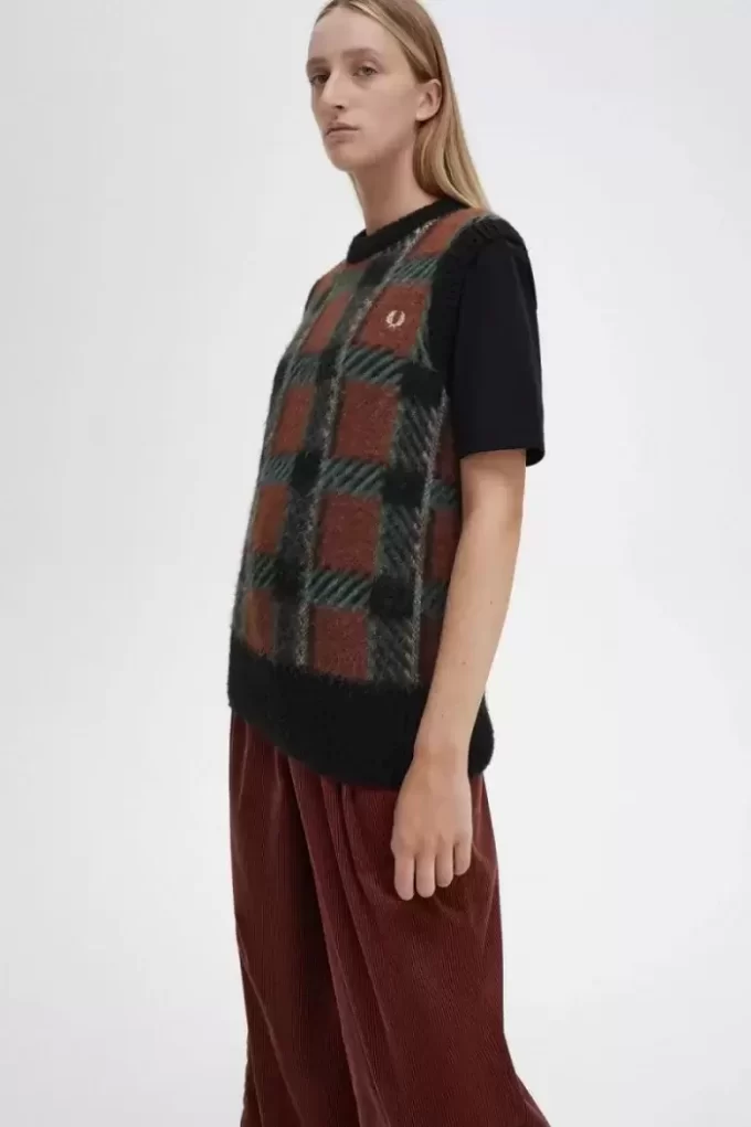 Camisetas de tirantes de punto para mujer con cuadros escoceses Glitch Camisetas de tirantes de punto para mujer con cuadros escoceses Glitch