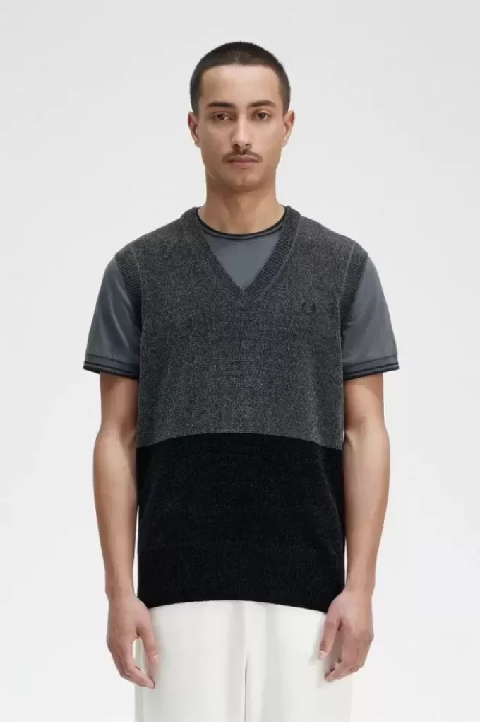Camisetas sin mangas de chenilla con bloques de color para hombre Camisetas sin mangas de chenilla con bloques de color para hombre