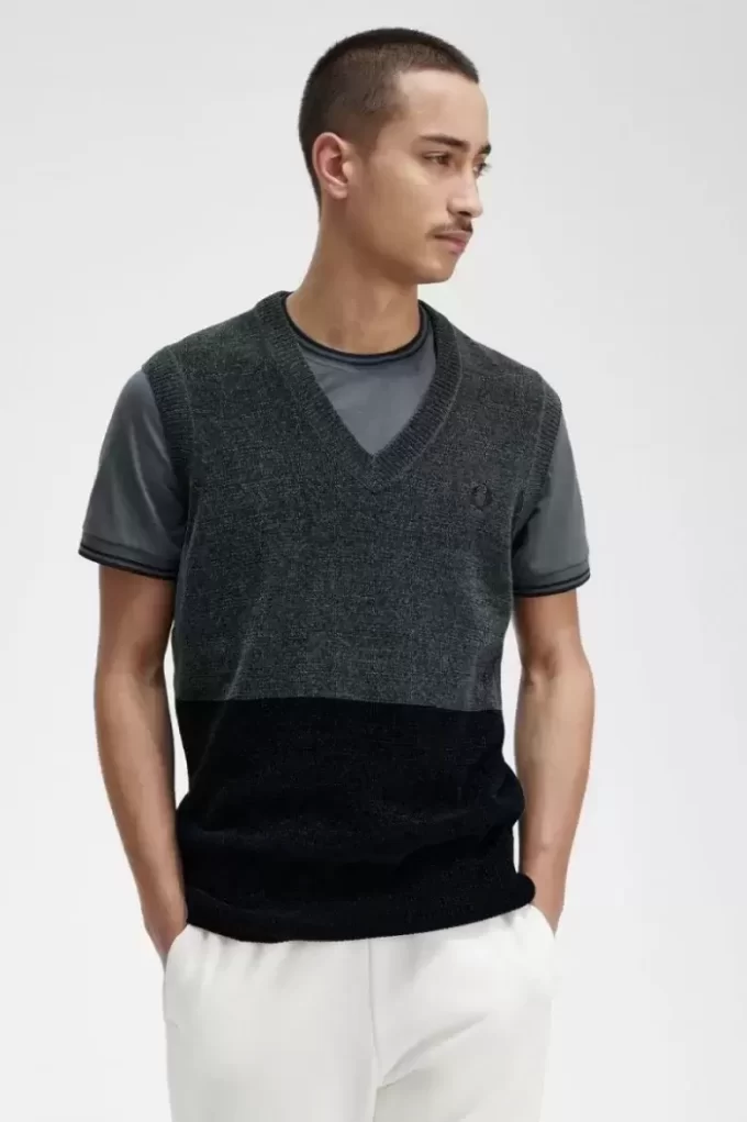 Camisetas sin mangas de chenilla con bloques de color para hombre Camisetas sin mangas de chenilla con bloques de color para hombre