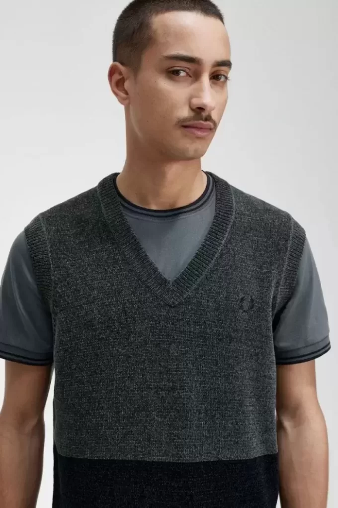 Camisetas sin mangas de chenilla con bloques de color para hombre Camisetas sin mangas de chenilla con bloques de color para hombre