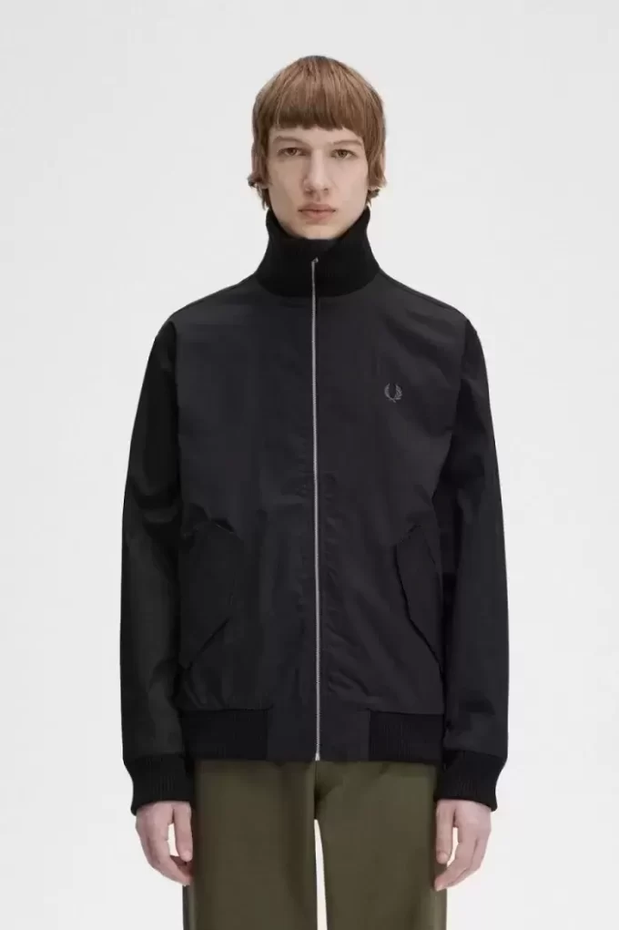 Chaqueta bomber de tenis de punto acanalado para hombre Chaqueta bomber de tenis de punto acanalado para hombre