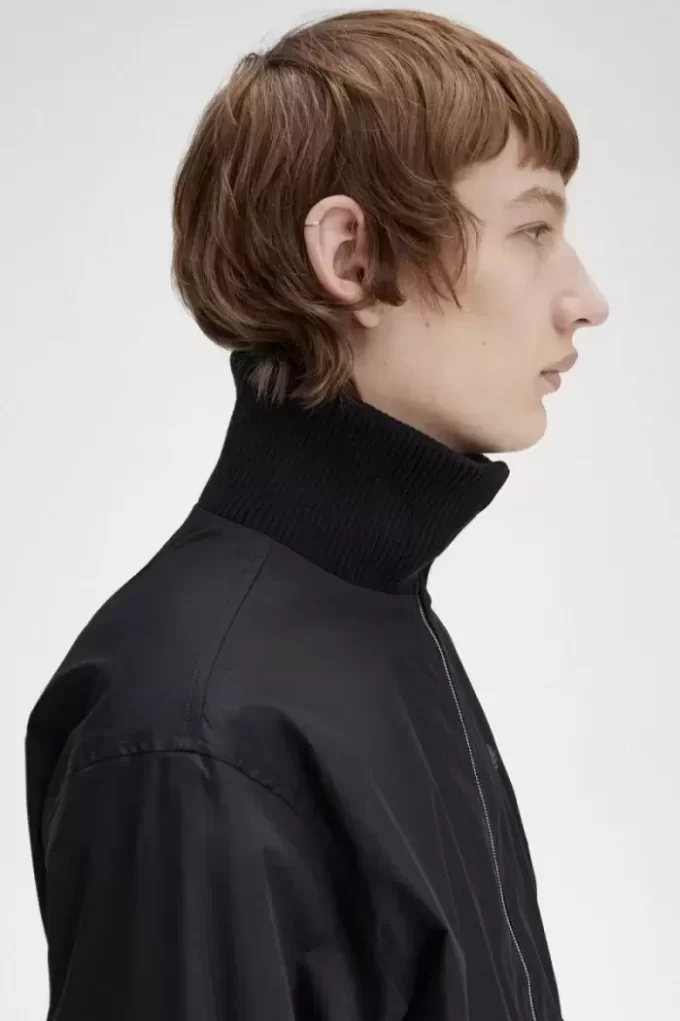 Chaqueta bomber de tenis de punto acanalado para hombre Chaqueta bomber de tenis de punto acanalado para hombre