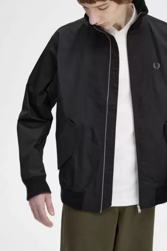 Chaqueta bomber de tenis de punto acanalado para hombre Chaqueta bomber de tenis de punto acanalado para hombre