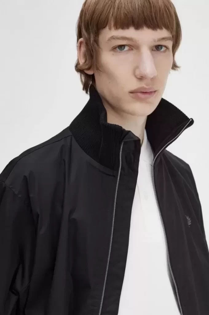 Chaqueta bomber de tenis de punto acanalado para hombre Chaqueta bomber de tenis de punto acanalado para hombre