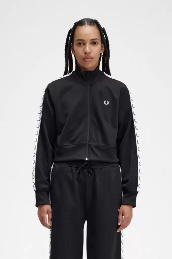 Chaquetas de chándal cortas con cinta para mujer Chaquetas de chándal cortas con cinta para mujer