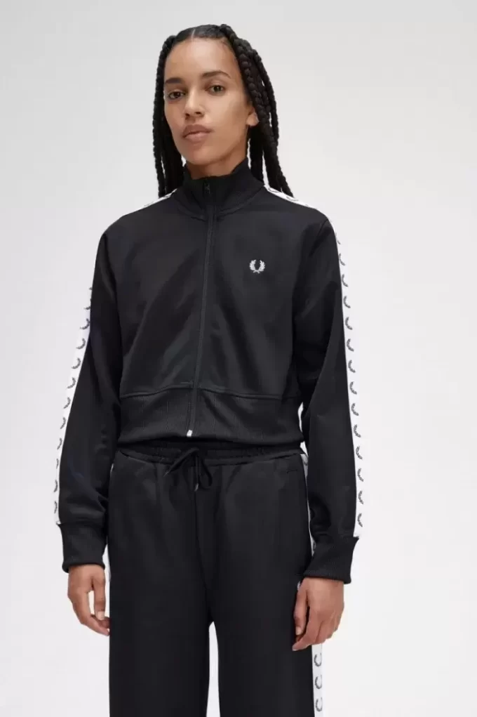 Chaquetas de chándal cortas con cinta para mujer Chaquetas de chándal cortas con cinta para mujer
