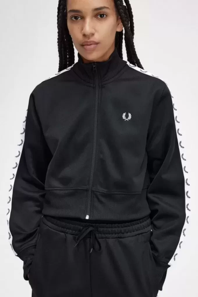 Chaquetas de chándal cortas con cinta para mujer Chaquetas de chándal cortas con cinta para mujer