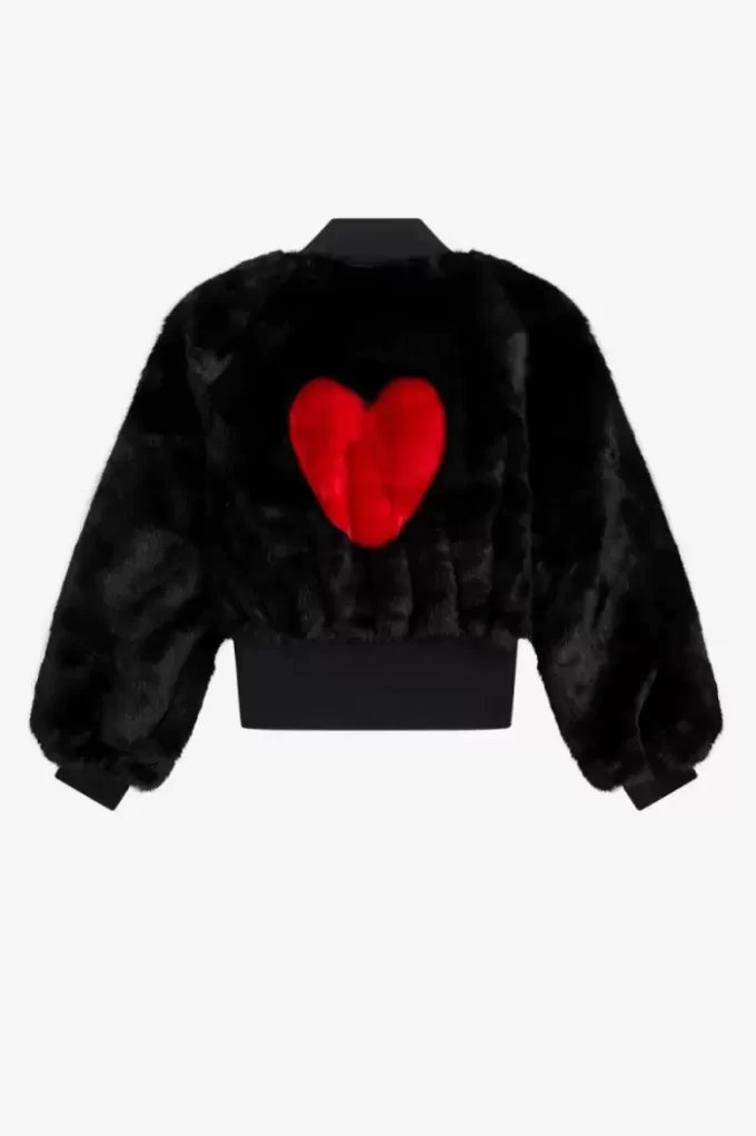 Chaquetas de piel sintética para mujer con detalle de corazón Chaquetas de piel sintética para mujer con detalle de corazón