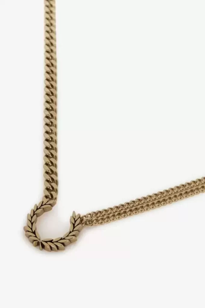 Collar de corona de laurel de doble cadena, joyería para mujer