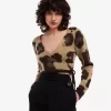 Cárdigan cruzado de leopardo para mujer