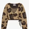 Cárdigan cruzado de leopardo para mujer