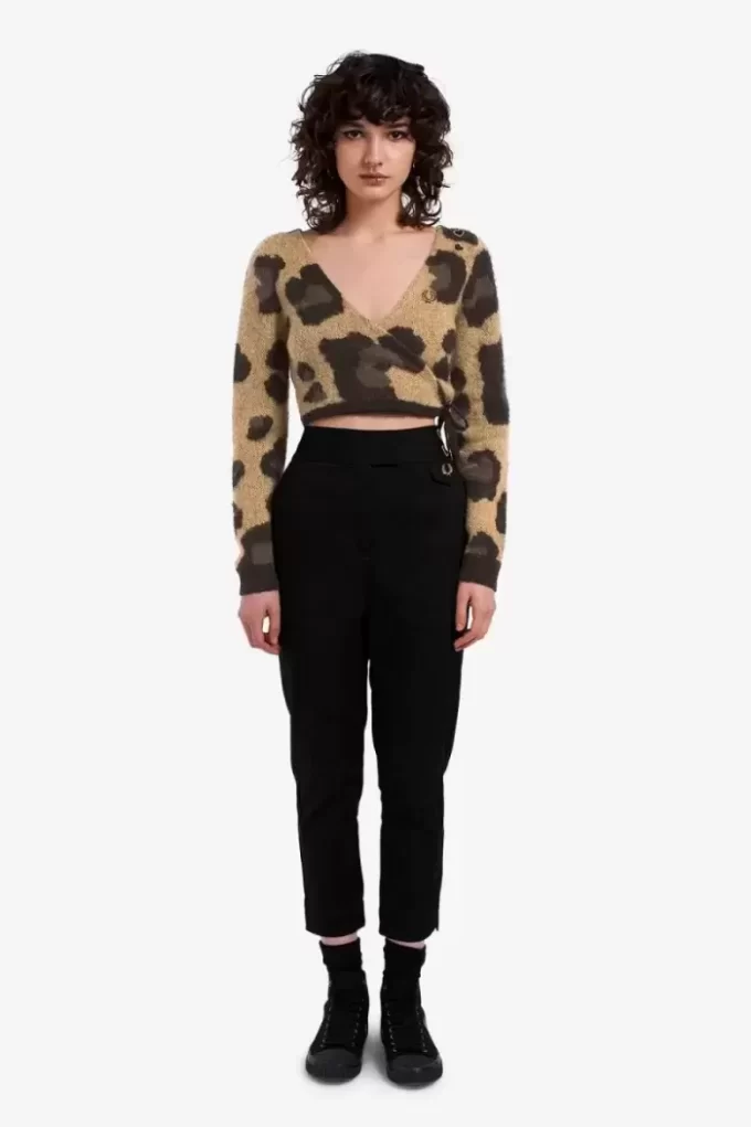 Cárdigan cruzado de leopardo para mujer