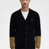 Cárdigan de chenilla con bloques de color para hombre Cárdigan de chenilla con bloques de color para hombre