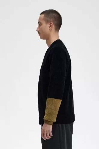 Cárdigan de chenilla con bloques de color para hombre