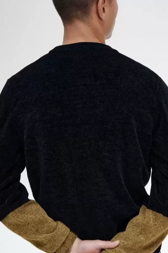 Cárdigan de chenilla con bloques de color para hombre Cárdigan de chenilla con bloques de color para hombre