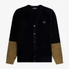 Cárdigan de chenilla con bloques de color para hombre Cárdigan de chenilla con bloques de color para hombre