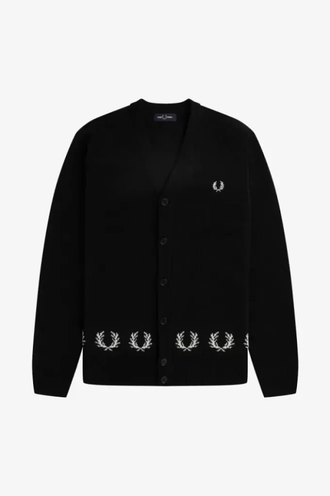 Cárdigan para hombre con ribete de corona de laurel Cárdigan para hombre con ribete de corona de laurel