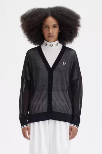 Cárdigan transparente con cuello en V para mujer