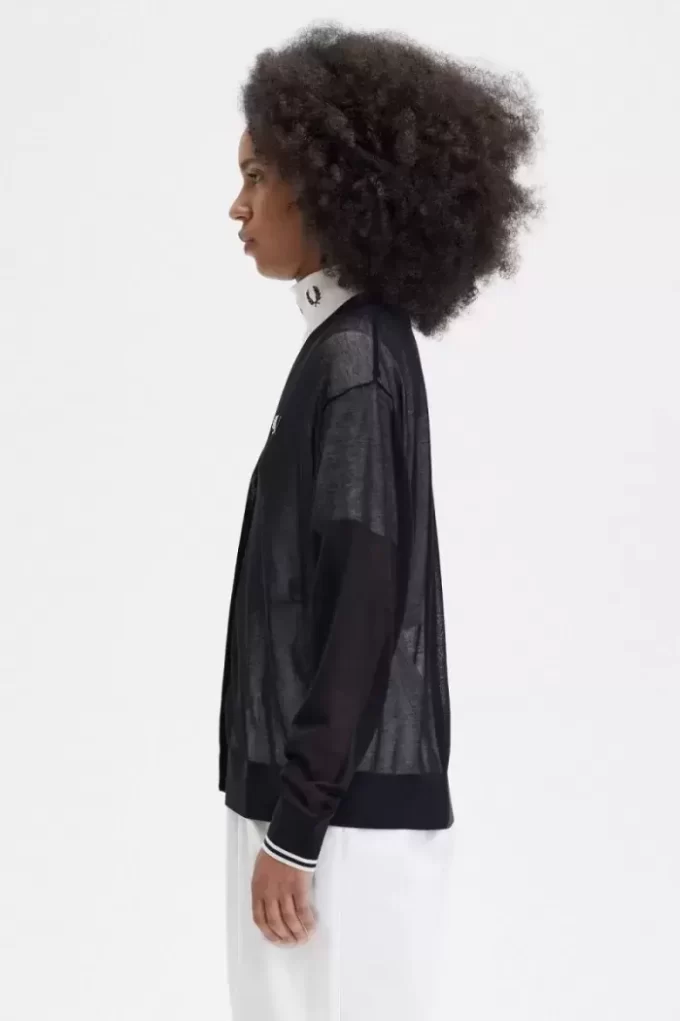 Cárdigan transparente con cuello en V para mujer