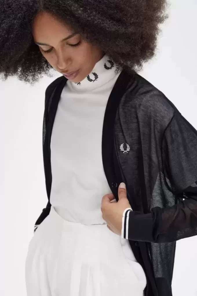 Cárdigan transparente con cuello en V para mujer
