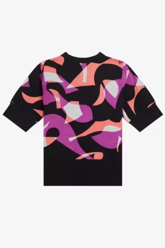Jersey abstracto de manga corta para mujer