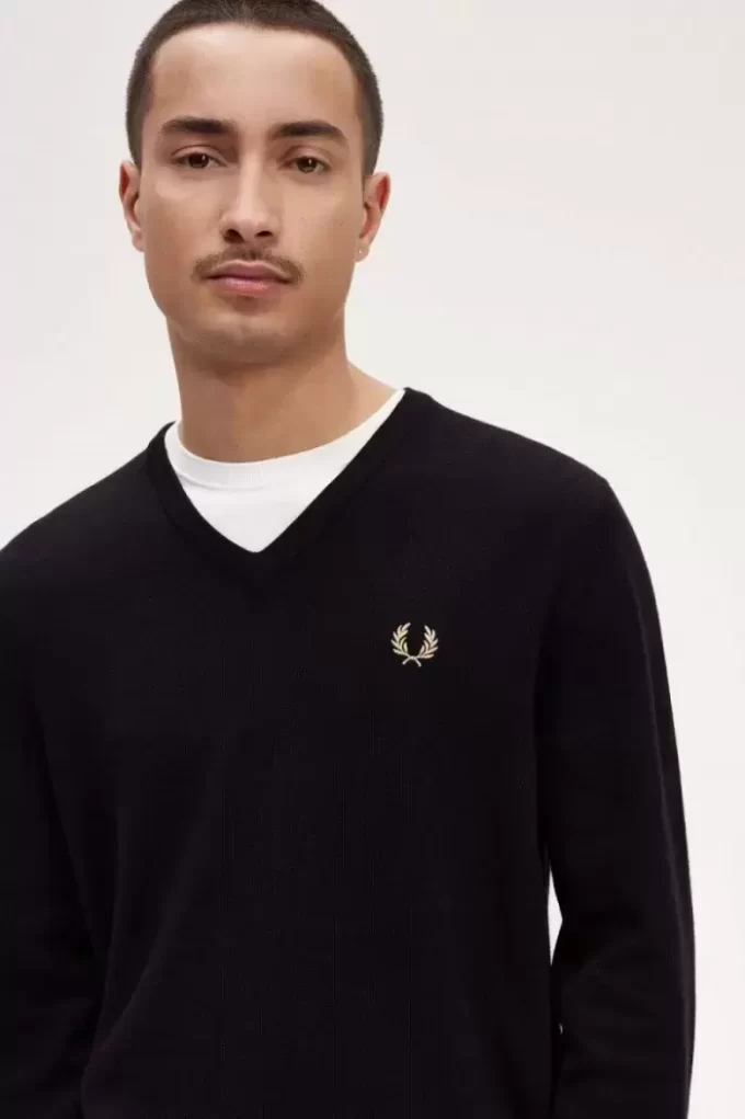 Jersey clásico de cuello en V para hombre Jersey clásico de cuello en V para hombre