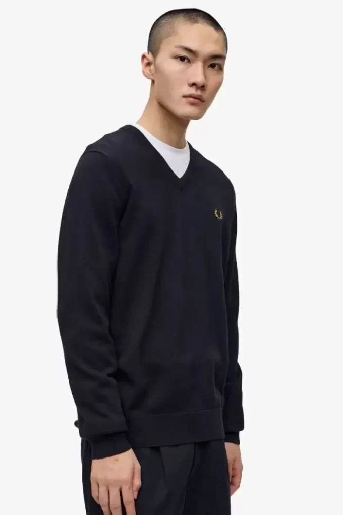 Jersey clásico de cuello en V para hombre Jersey clásico de cuello en V para hombre
