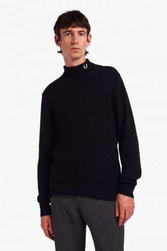 Jersey de cuello alto con textura de chevrón
