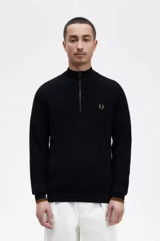 Jersey de hombre con media cremallera y punto gofre