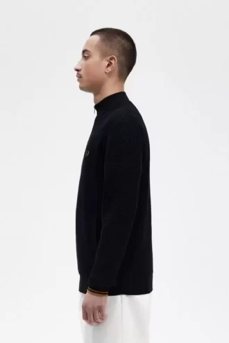 Jersey de hombre con media cremallera y punto gofre