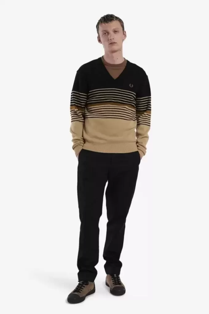 Jersey de lana de cordero a rayas para hombre Jersey de lana de cordero a rayas para hombre