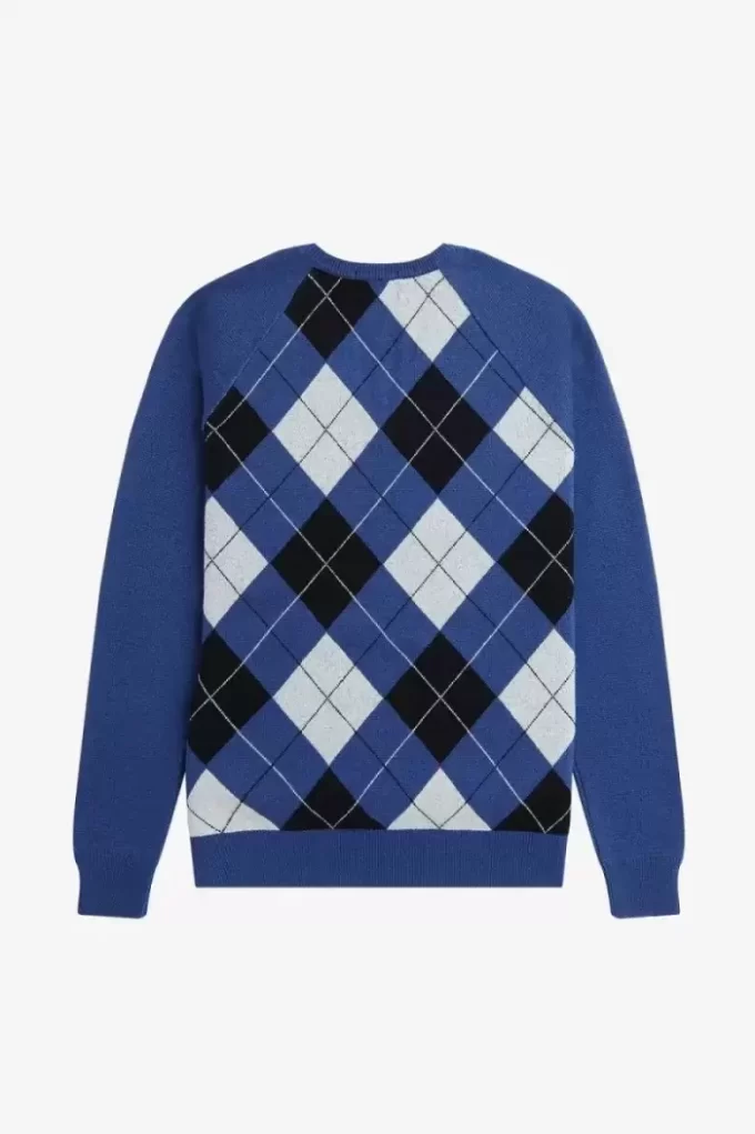 Jersey de lana de cordero con cuello en V y rombos para hombre Jersey de lana de cordero con cuello en V y rombos para hombre