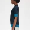 Jersey de manga corta con canalé en contraste para mujer