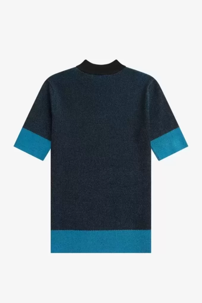 Jersey de manga corta con canalé en contraste para mujer