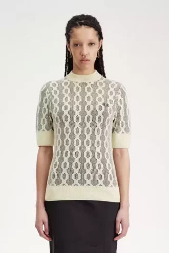 Jersey de manga corta de punto abierto para mujer