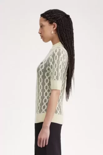 Jersey de manga corta de punto abierto para mujer