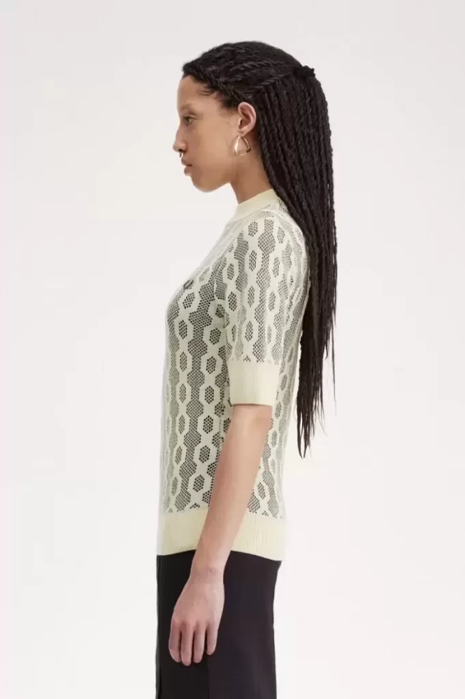 Jersey de manga corta de punto abierto para mujer Jersey de manga corta de punto abierto para mujer